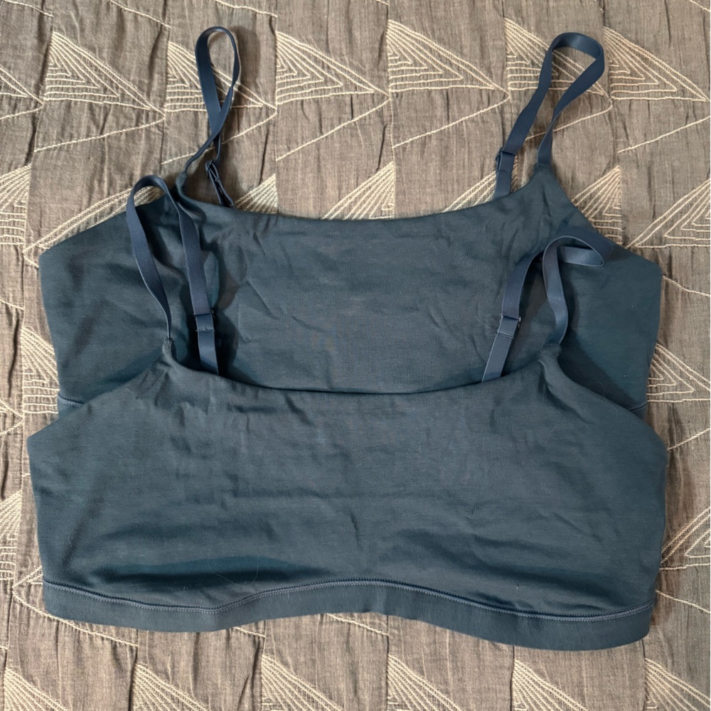 Quince Organic Cotton Scoop Bralette in Ocean, XL, 2-pack